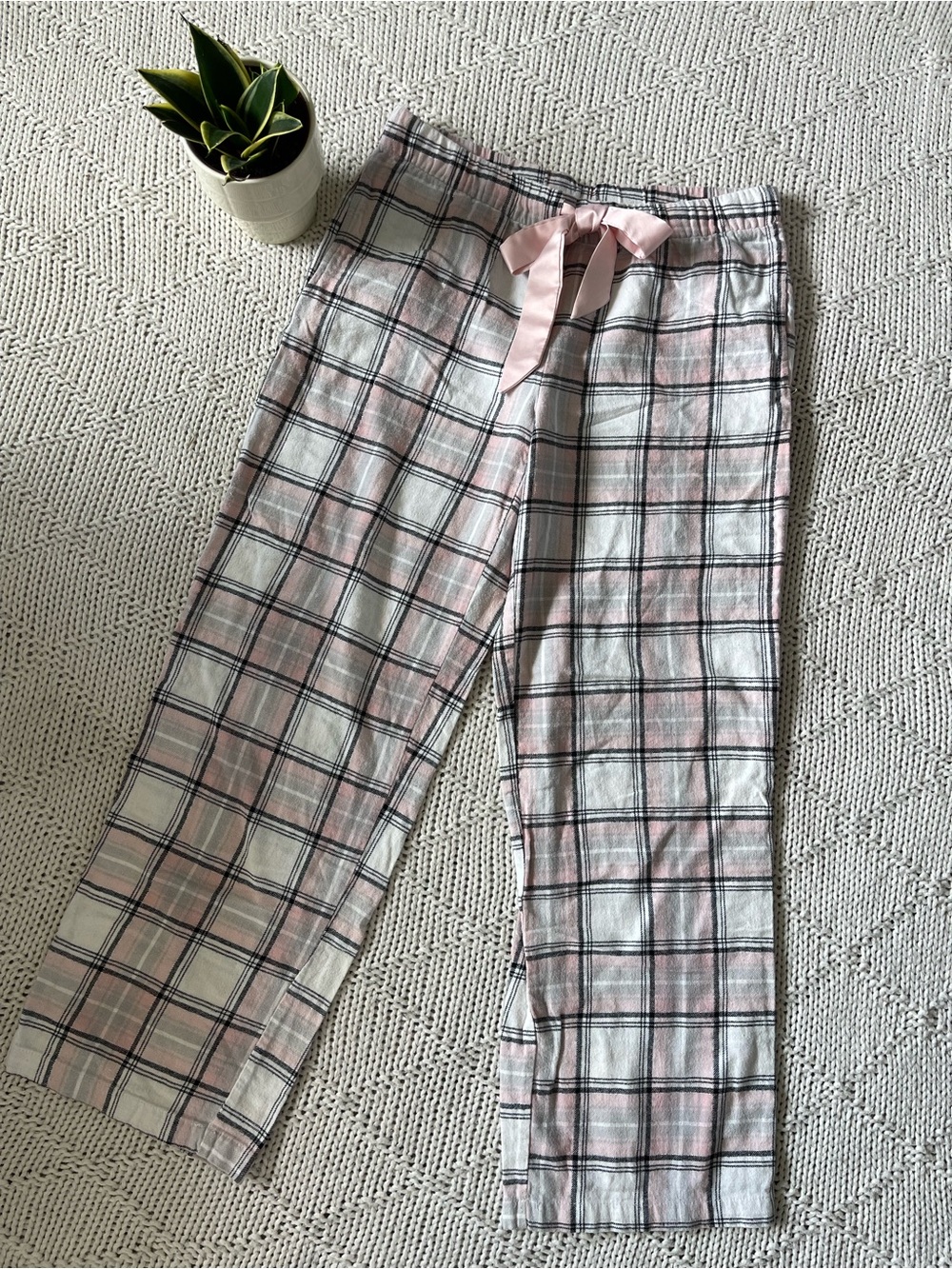 New York & Company Pink Plaid Pajama Lounge Pants Women’s Small Soft Flannel